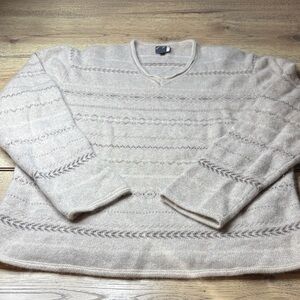 Men's 100% Cashmere V-Neck Sweater - Cream